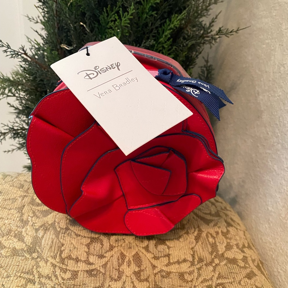 NWT Vera Bradley Disney  Limited Edition Beauty and The Beast Rose Cosmetic Bag